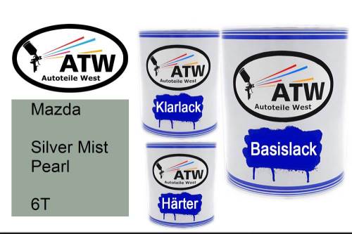 Mazda, Silver Mist Pearl, 6T: 1L Lackdose + 1L Klarlack + 500ml Härter - Set, von ATW Autoteile West.